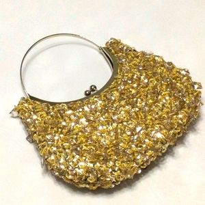 Gold Bejeweled and sequin evening purse